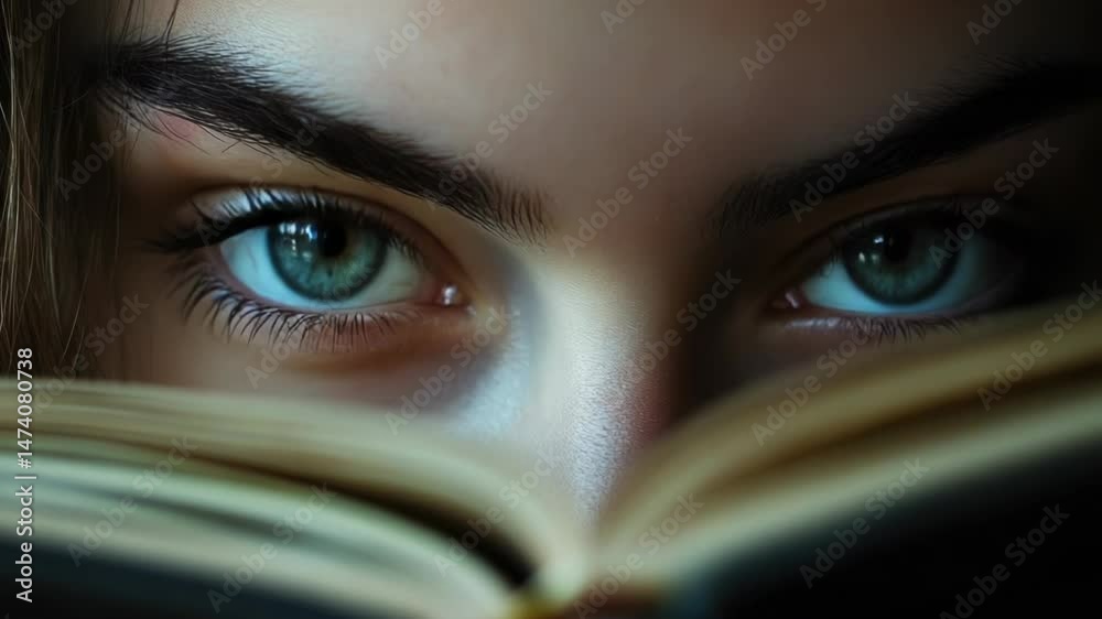 Poster a person reading a book in close-up view