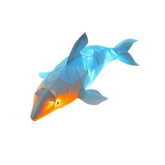 Obraz premium Low-Poly Illuminated Dolphin Abstract 3D Render