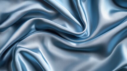 Fototapeta premium Flowing satin fabric in soft blue palette