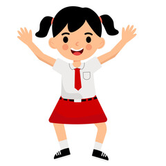 Indonesian Elementary Cheerful Girl