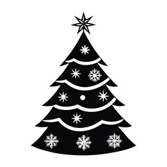 Fototapeta premium A silhouette of a christmas tree vector art for a home decoration illustration design on a white background. 