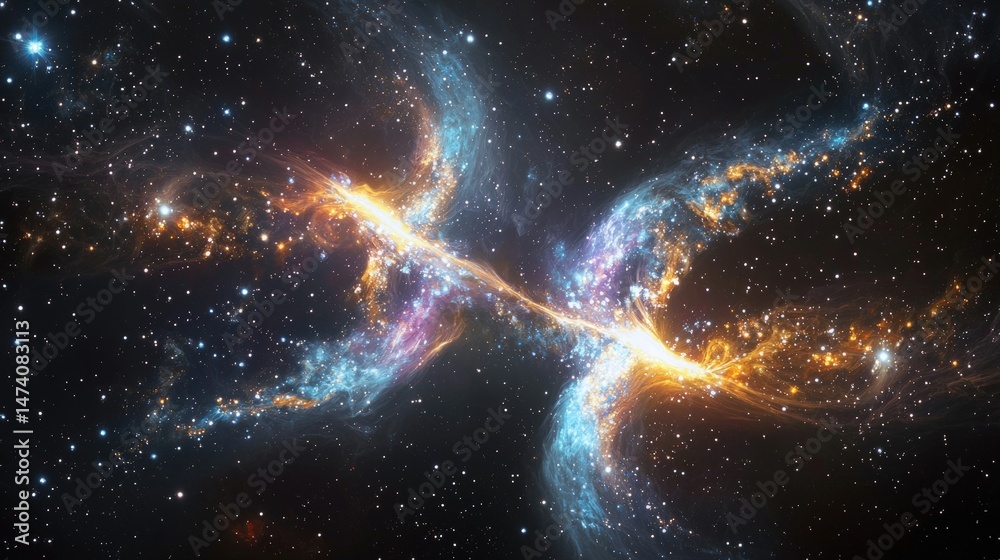 Canvas Prints stunning cosmic collision of two galaxies in deep space