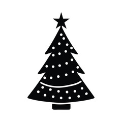 Fototapeta premium A silhouette of a christmas tree vector art for a home decoration illustration design on a white background. 