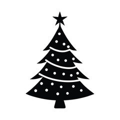 A silhouette of a christmas tree vector art for a home decoration illustration design on a white background. 