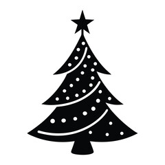 Obraz premium A silhouette of a christmas tree vector art for a home decoration illustration design on a white background. 
