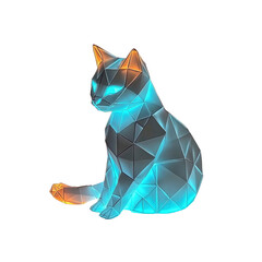 Luminous Polygonal Cat Futuristic Pet Art