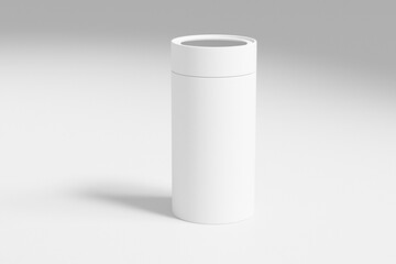 cylindrical paper tube with clear window lid, luxury gift box with top lid window display, paper tube packaging mockup, white paperboard tube packaging, round paper box, tin can paper food packaging