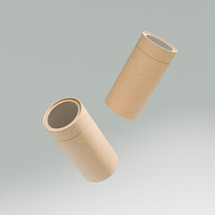 eco-freindly cylindrical paper packaging with clear window, kraft paper tube transparent window lid, brown craft gift box with window display, luxury corrugated paperboard packaging,l tin can paper