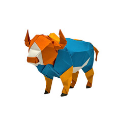 Vibrant Origami Bull A Colorful Paper Sculpture