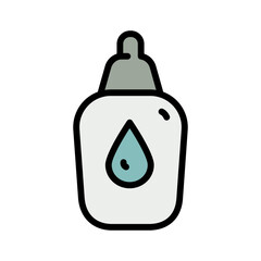 Eye, ear or nasal drops for treatment color icon. Small Plastic bottle with drop sign. Vector illustration isolated on white background.