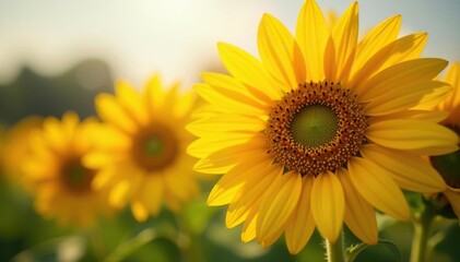 Close-up of a vibrant bouquet of sunflowers in full bloom, bathed in sunlight , plant, bright, wildflower