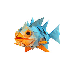 Vivid Origami Fish Intricate Blue and Orange Paper Sculpture