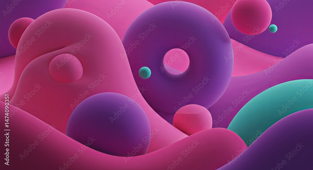 Poster a colorful abstract painting with many different colored spheres