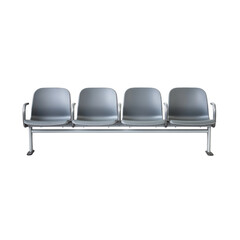 Chair Waiting Bench With A Metal Frame And Gray Plastic Backrest, Isolated On A White Background, Front View-Photoroom.Png on transparent background