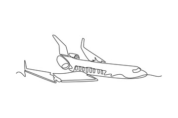  Plane Crash concept. Full length animation illustration. High quality 4k footage