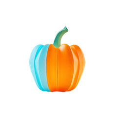 Abstract Half Orange Half Teal Pumpkin 3D Render