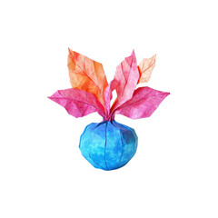 Vibrant Origami Plant Abstract Blue and Pink Paper Flower
