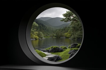 Fototapeta premium A digitally preserved nature reserve in 3D, where trees, animals, and plants are all rendered, serves to emphasize conservation through virtual means