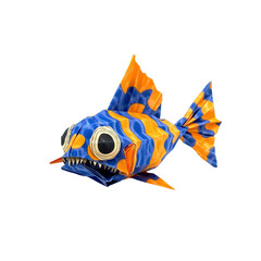 Vibrant Origami Fish Blue and Orange Paper Art