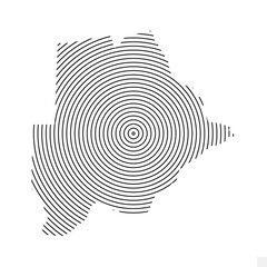 Vector Illustration of Abstract Map of Botswana With Spiral Lines Isolated On White background