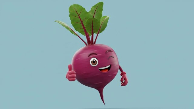 Cartoon Beetroot Character Giving Thumbs Up
