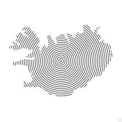 Vector Illustration of Abstract Map of Iceland With Spiral Lines Isolated On White background