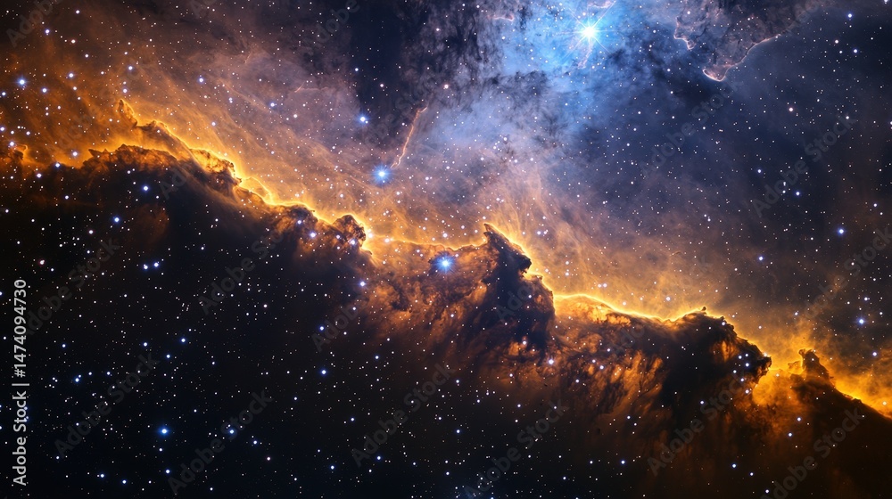 Wall mural cosmic nebula with stars and gas clouds in deep space scene