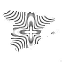 Vector Illustration of Abstract Map of Spanish With Spiral Lines Isolated On White background