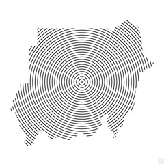 Vector Illustration of Abstract Map of Sudan With Spiral Lines Isolated On White background