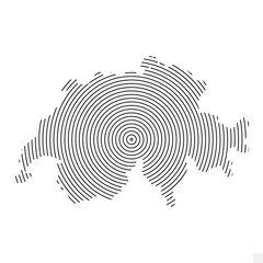 Vector Illustration of Abstract Map of Switzerland  With Spiral Lines Isolated On White background