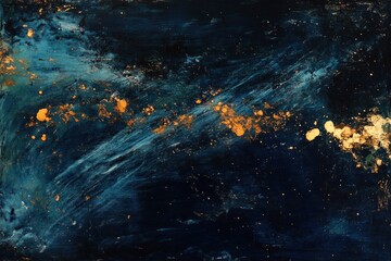 Obraz premium Abstract dark teal and gold painting