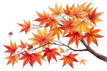 Autumn Maple Leaves on Branch - Vibrant Fall Foliage