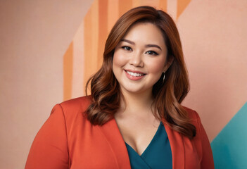 Fototapeta premium Happy smiling beautiful plus size curvy model
