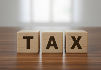 Tax preparation services concept with wooden blocks for accounting and business finance planning