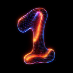 LED Light Painting Number 1 Overlay - Neon Glow Text Effect for Urban Designs. Perfect for Nightlife, Music and Futuristic Projects. High-Quality Digital Asset for Vibrant Creations. 