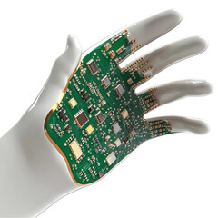 Robotic hand with integrated circuit board technology future innovation