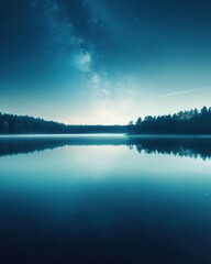 Fototapeta premium Milky Way Galaxy over Calm Lake at Night in Finland landscape nature photography scenic view