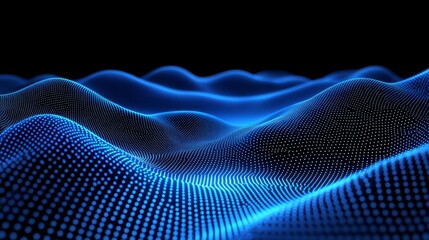 A dark backdrop accompanied by a blue abstract design comprising linked lines and dots, embodying the concept of technological networks and the vital role of connectivity in the digital world