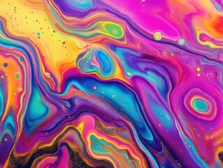 Fototapeta premium Abstract Fluid Art with Vibrant Colors Swirling in a Mesmerizing Pattern Close Up View Creative Background