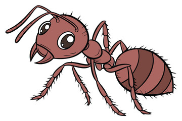 132 ant, insect, arthropod, red, cartoon-style, large eyes, detailed texture, photorealistic, dynamic pose, 3D render