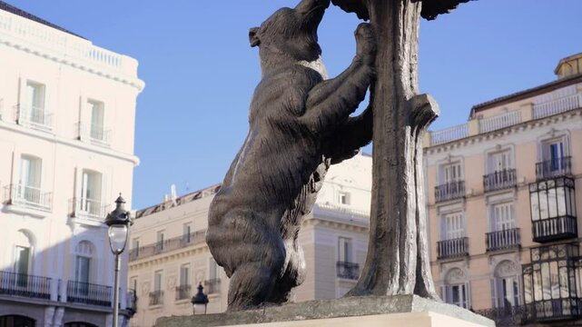 Statue of the Bear "Oso y el madrono" at Puerta del Sol, Madrid downtown, Spain