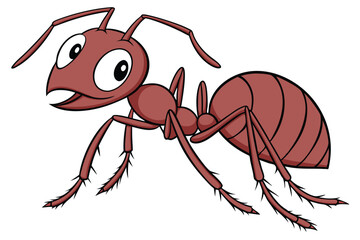 132 ant, insect, arthropod, red, cartoon-style, large eyes, detailed texture, photorealistic, dynamic pose, 3D render