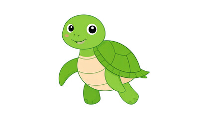 Fototapeta premium Cute Baby Turtle Swimming in the Ocean, Simple Watercolor Illustration in Soft, Tender Colors with Defined Edges and No Background 