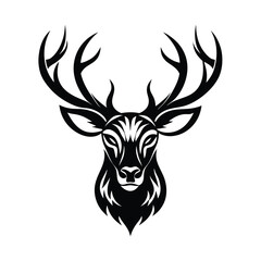 Fototapeta premium Deer silhouettes set vector illustration, black deer silhouette icon bundle 