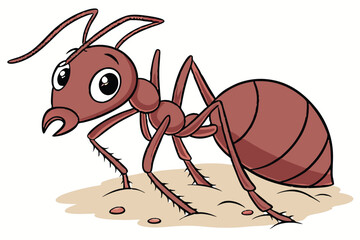 132 ant, insect, arthropod, red, cartoon-style, large eyes, detailed texture, photorealistic, dynamic pose, 3D render