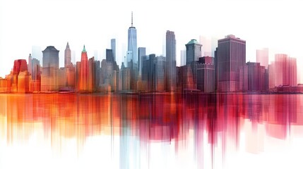 Obraz premium The background of the image is a blurred cityscape with a noticeable bokeh effect, resulting in a light and airy feel and a blurred urban skyline