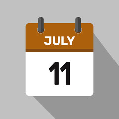 11 july calendar icon vector month date illustration design
