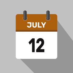 Fototapeta premium 12 july calendar icon vector month date illustration design