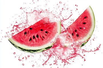 Watermelon with juice splash isolated on a white background