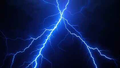 Rayos de luz azul eléctrico abstractos que brillan contra un fondo completamente negro